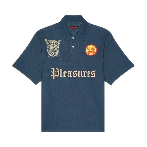 Поло Pleasures Wyatt Boxy Polo, синий