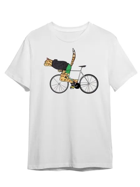 Футболка унисекс Каждому Своё Велосипед/Bike/Кот/Cat SPVL4 белая 4XL