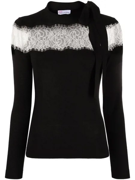 RED Valentino джемпер с кружевными вставками