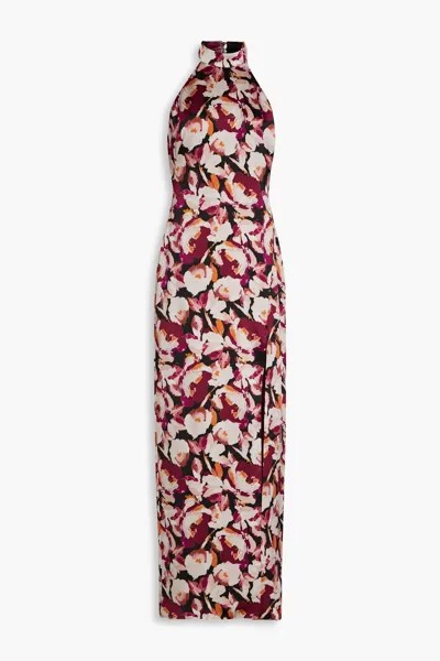 Платье Ramina из крепа с цветочным принтом и воротником-хомутом NICHOLAS, бордовый