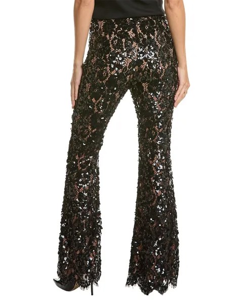 Michael Kors Collection Брюки Bootcut с кружевом и шелковой подкладкой с цветочным принтом, черный