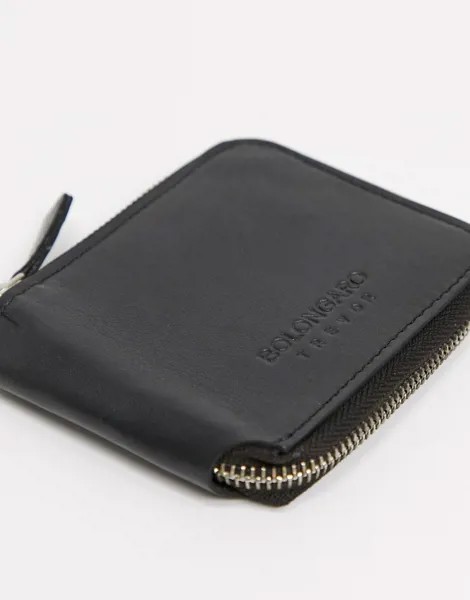 Кожаный кошелек на молнии Bolongaro Trevor-Черный цвет