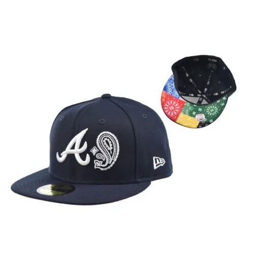 Мужская приталенная шляпа New Era Atlanta Braves Paisley Pack/Bandana 59Fifty, темно-синяя