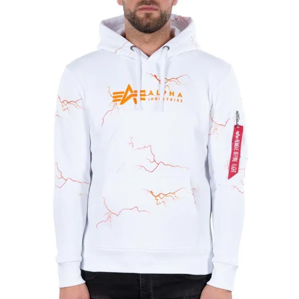 Худи Alpha Industries Lightning All Over Print, белый