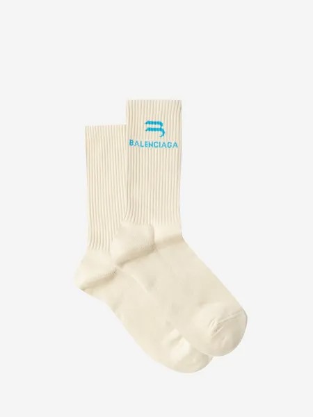 Шерстяные носки с логотипом b Balenciaga, бежевый
