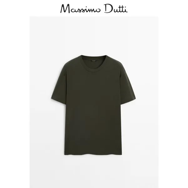 Футболка мужская Massimo Dutti с круглым вырезом и короткими рукавами, зеленый