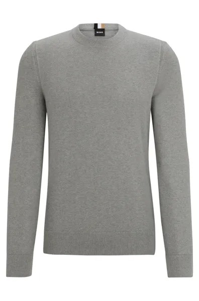 Свитер Boss Micro-structured Crew-neck In Cotton, серый