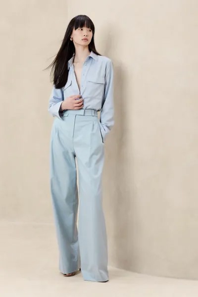 Широкие брюки со складками Banana Republic, синий