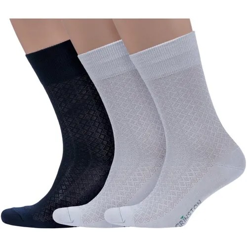 Комплект из 3 пар мужских носков Grinston socks (PINGONS) из микромодала микс 6, размер 25