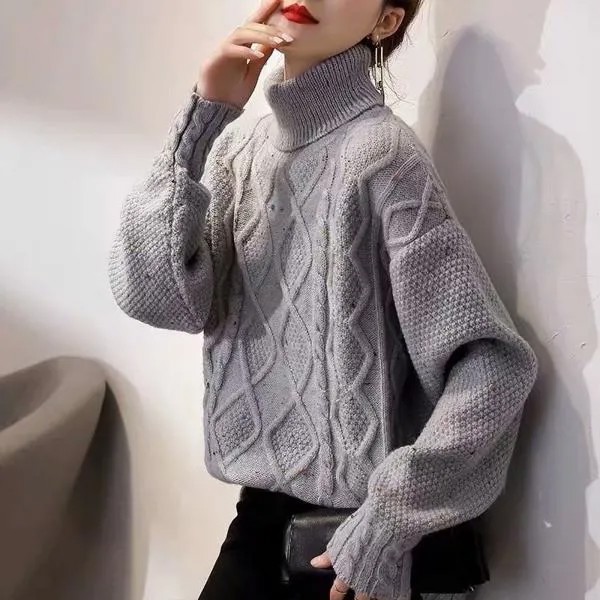 Женский трикотажный свитер, однотонный теплый повседневный джемпер с длинным рукавом, корейский стиль, мягкий пуловер, зима 2021
