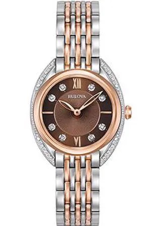 Японские наручные  женские часы Bulova 98R230. Коллекция Diamonds