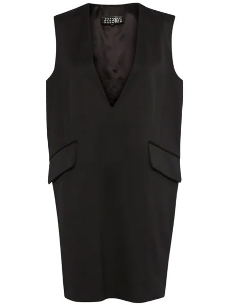 MM6 Maison Margiela платье мини с глубоким V-образным вырезом, черный