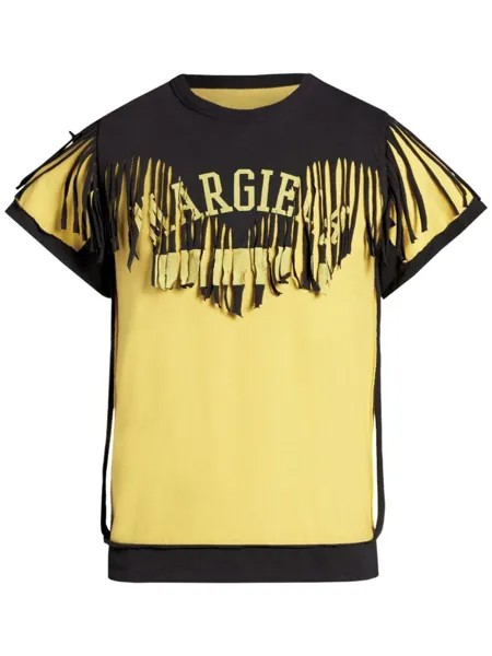 Maison Margiela футболка D?cortiqu? с бахромой, черный