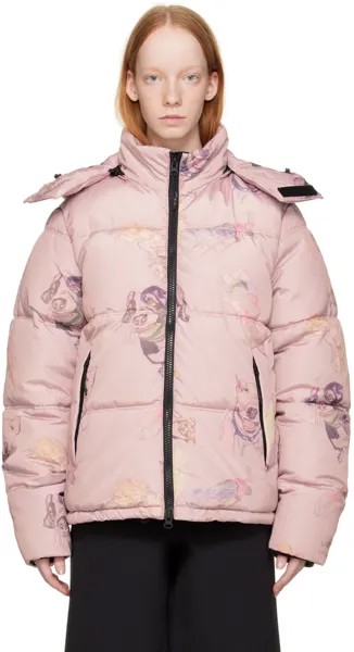 Розовая пуховая куртка с капюшоном The Very Warm
