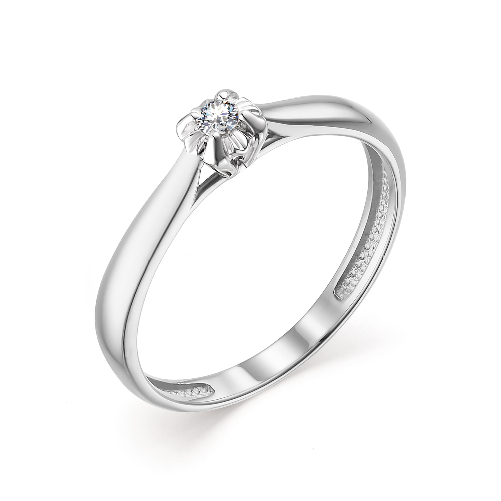 Кольцо женское АЛЬКОР 13536-200 из золота, бриллиант, р. 15.5