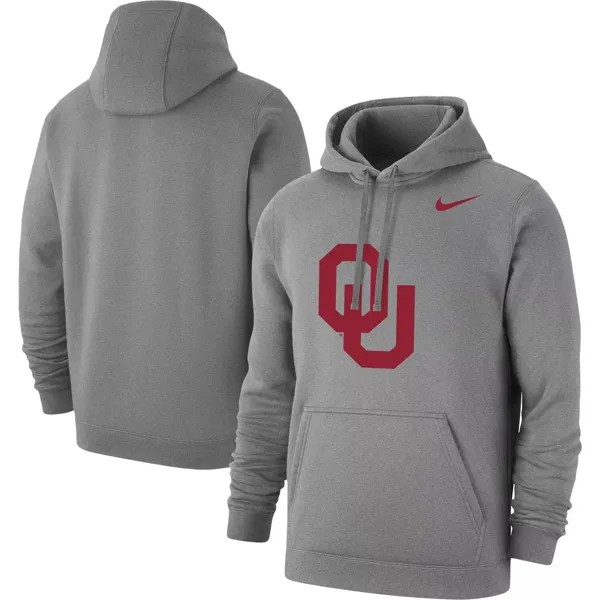 Мужской флисовый пуловер с капюшоном Nike Heathered Grey Oklahoma Early Logo Club