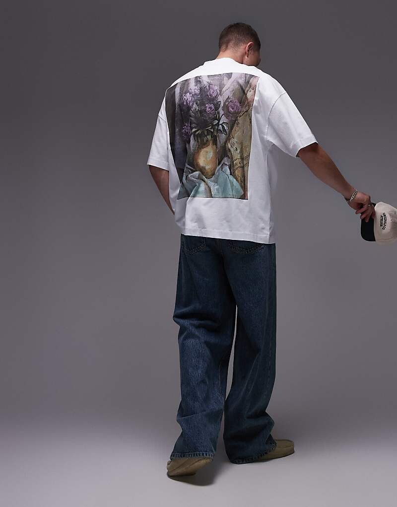 Topman x Ashmolean – белая футболка в стиле oversize с цветочным принтом