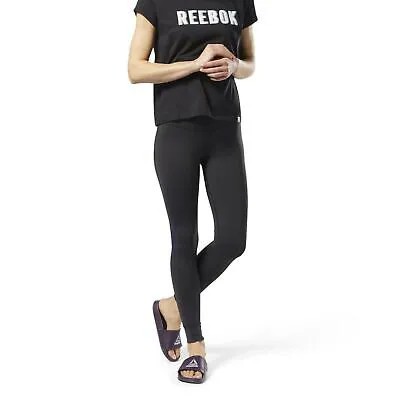 Reebok Lux Tights Женские черно-белые облегающие брюки для тренировок и активного отдыха