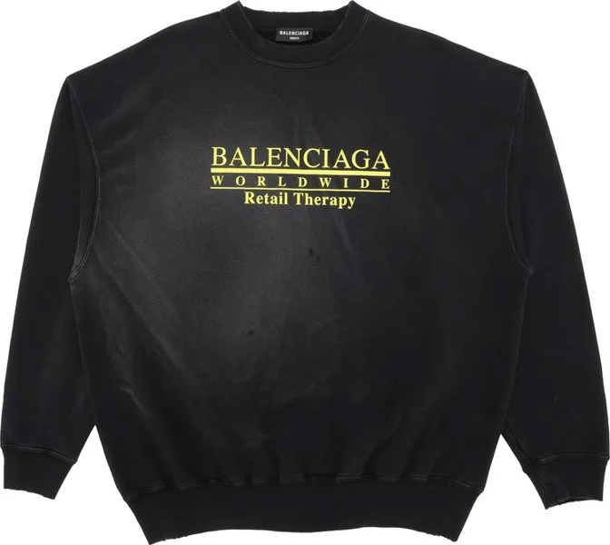 Толстовка Balenciaga Regular Crewneck 'Black/Yellow', разноцветный