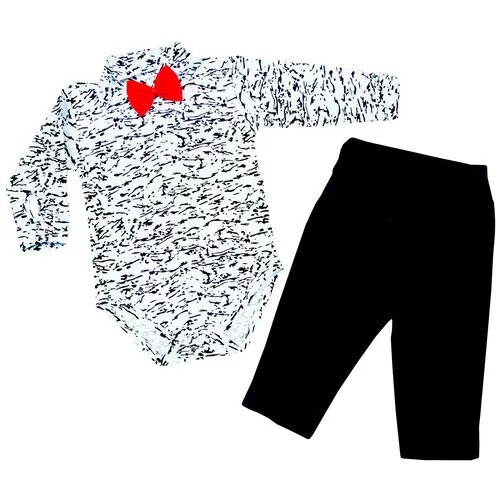 Комплект одежды  Battlekids для мальчиков, бабочка и брюки и боди, нарядный стиль, подарочная упаковка, размер 68-40, белый