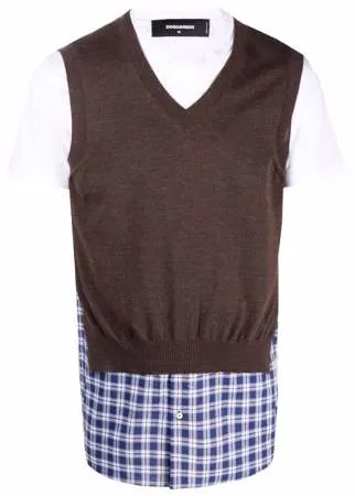 Dsquared2 layered knitted-panel T-shirt