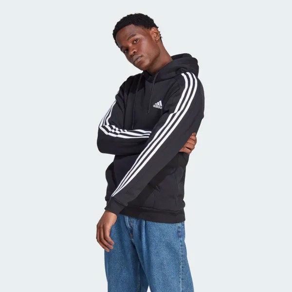 Толстовка Adidas Essentials Fleece Three Stripes Hoodie, черный