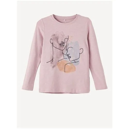 Name it, футболка С длинными руковами для девочек, Цвет: серо-розовый, размер: 122-128