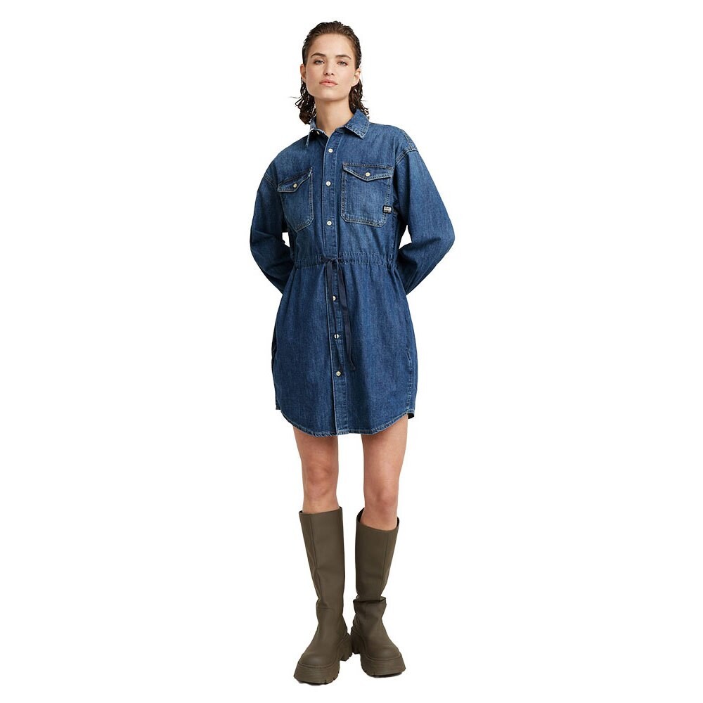 Платье G-Star Relaxed Drawcord long sleeve short, синий