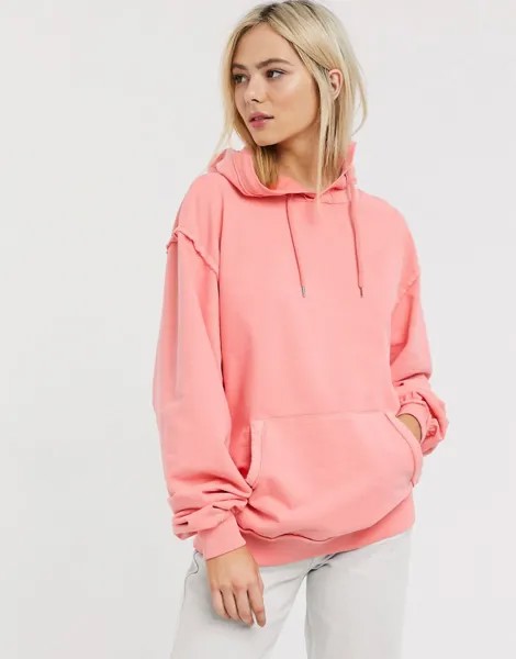 Oversized-худи бойфренда кораллового цвета ASOS DESIGN-Черный