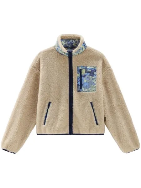 Woolrich куртка из шерпы с высоким воротником, нейтральный цвет