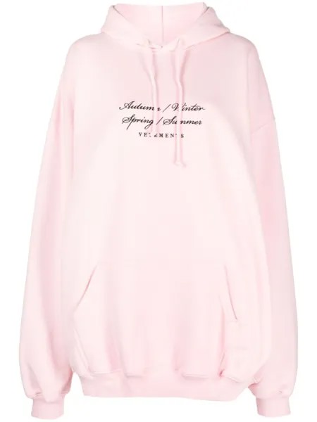 VETEMENTS худи с кулиской и вышитым логотипом, розовый