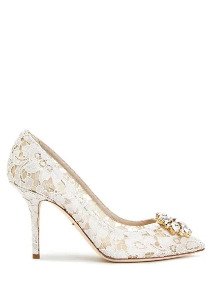 Радужные кремово-белые туфли на шпильке Dolce&Gabbana