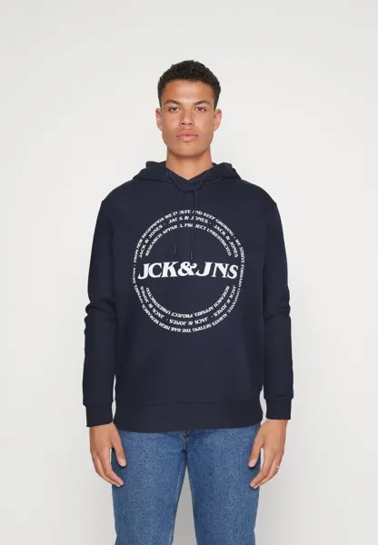 Толстовка JJJAKE HOOD Jack & Jones, темно-синий пиджак с принтом: большой
