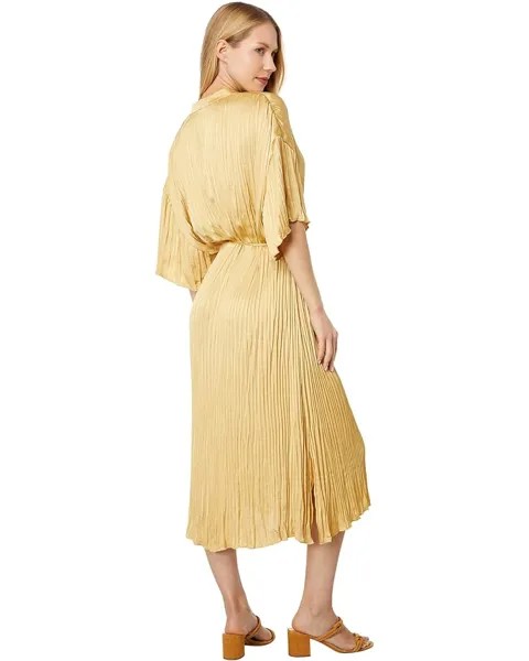 Платье Vince Short Sleeve Crushed Band Collar Dress, цвет Wheat