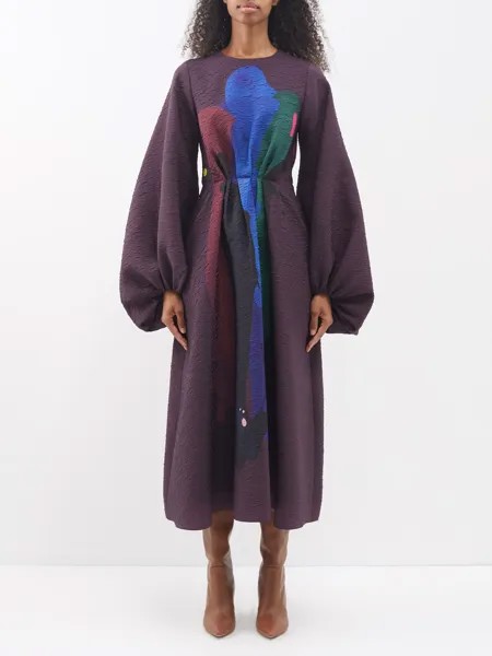 Платье seri из шелка-матлассе с абстрактным принтом Roksanda, бургундия