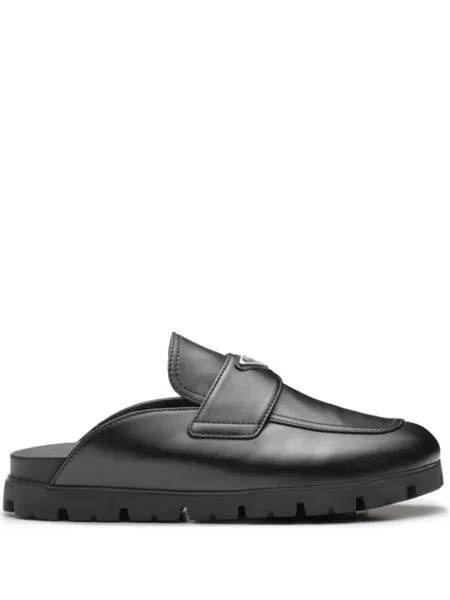 Prada слиперы с логотипом, черный