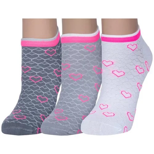 Комплект из 3 пар женских спортивных носков RuSocks (Орудьевский трикотаж) микс 3, размер 23-25