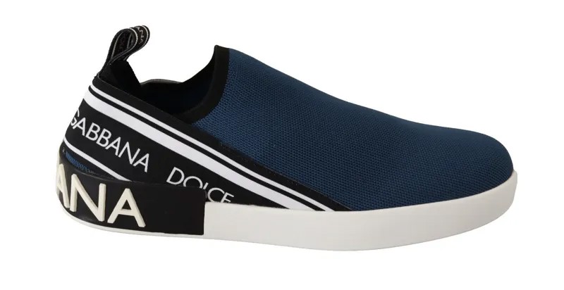 DOLCE - GABBANA Обувь Синие эластичные туфли на плоской подошве Мокасины с логотипом Кроссовки EU39 / US6 $700