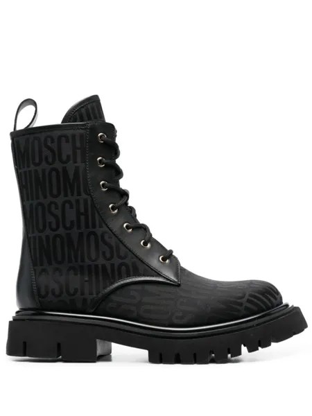 Moschino ботинки с монограммой, черный