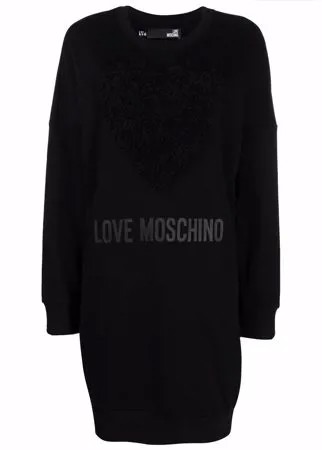 Love Moschino платье-свитер с нашивкой