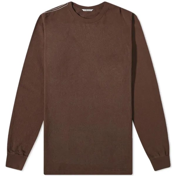 Лонгслив Auralee Cotton Mesh Tee, темно-коричневый