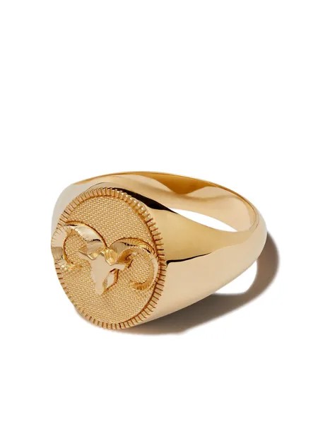 Foundrae 18kt yellow gold Aries signet ring