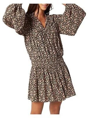 JOIE Женское коричневое платье с завязками и рукавами с разрезом выше колена с заниженной талией 8