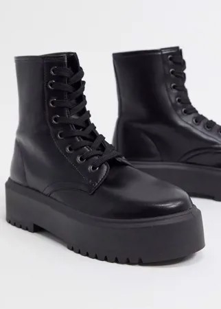 Черные ботинки со шнуровкой на массивной подошве ASOS DESIGN-Черный цвет