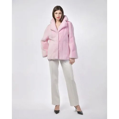Куртка Braschi, норка, силуэт прямой, карманы, размер 44, розовый