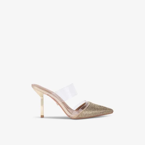 Плетеные мюли Passion на каблуке, украшенные кристаллами Carvela, золотой