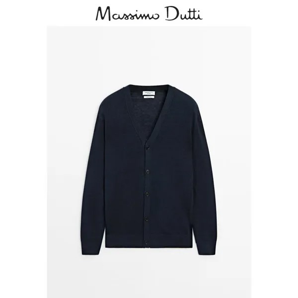 Свитер мужской Massimo Dutti из чистого льна, темно - синий