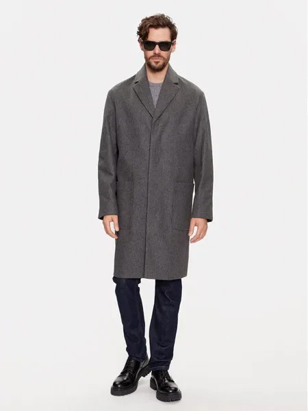Шерстяное пальто обычного кроя Calvin Klein, серый