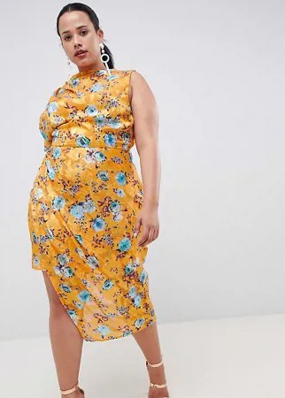 Жаккардовое платье миди с принтом и открытой спиной ASOS DESIGN Curve-Многоцветный