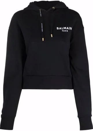 Balmain укороченное худи с логотипом